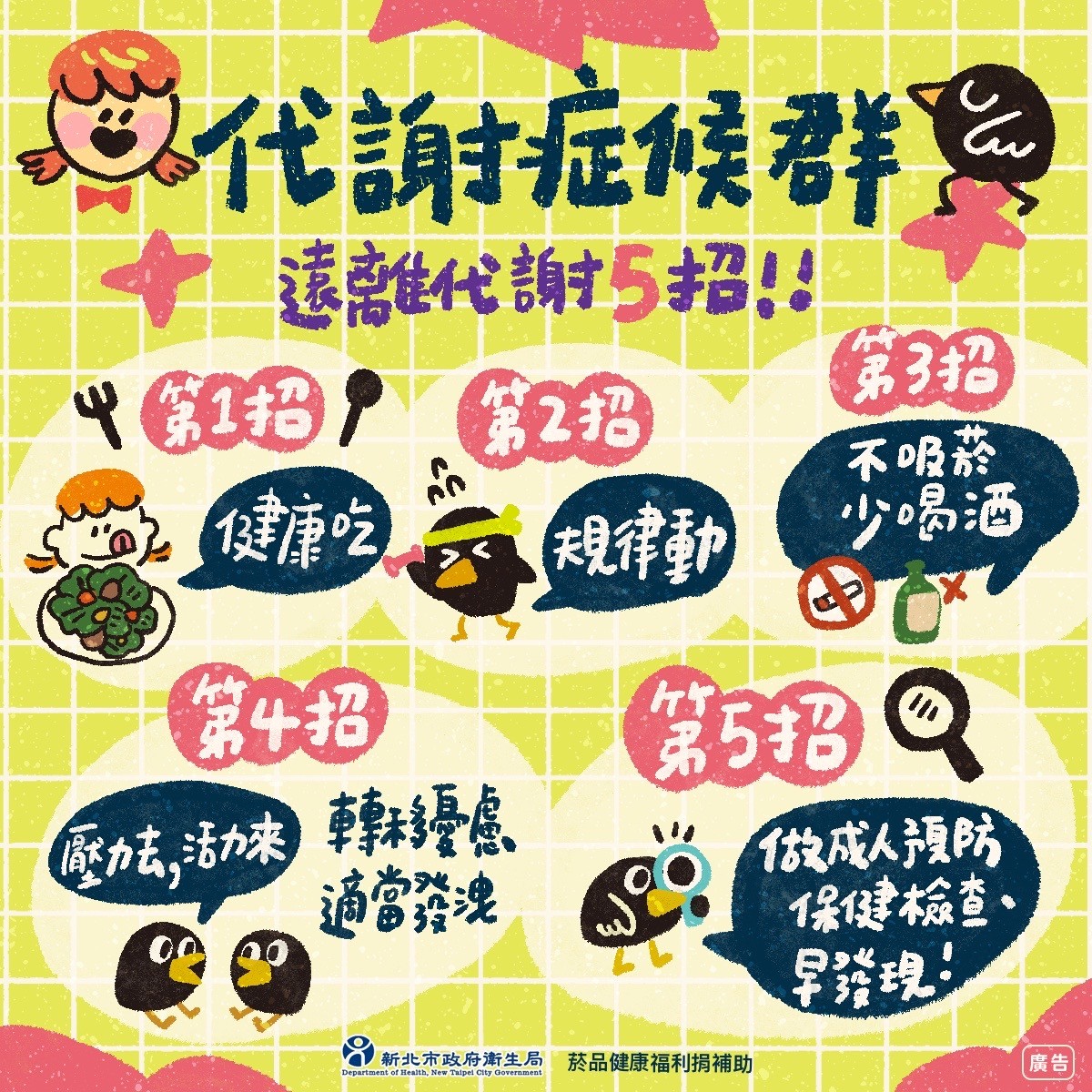 【轉知】新北市政府衛生局代謝症候群及青少年檳榔危害健康防治宣導照片